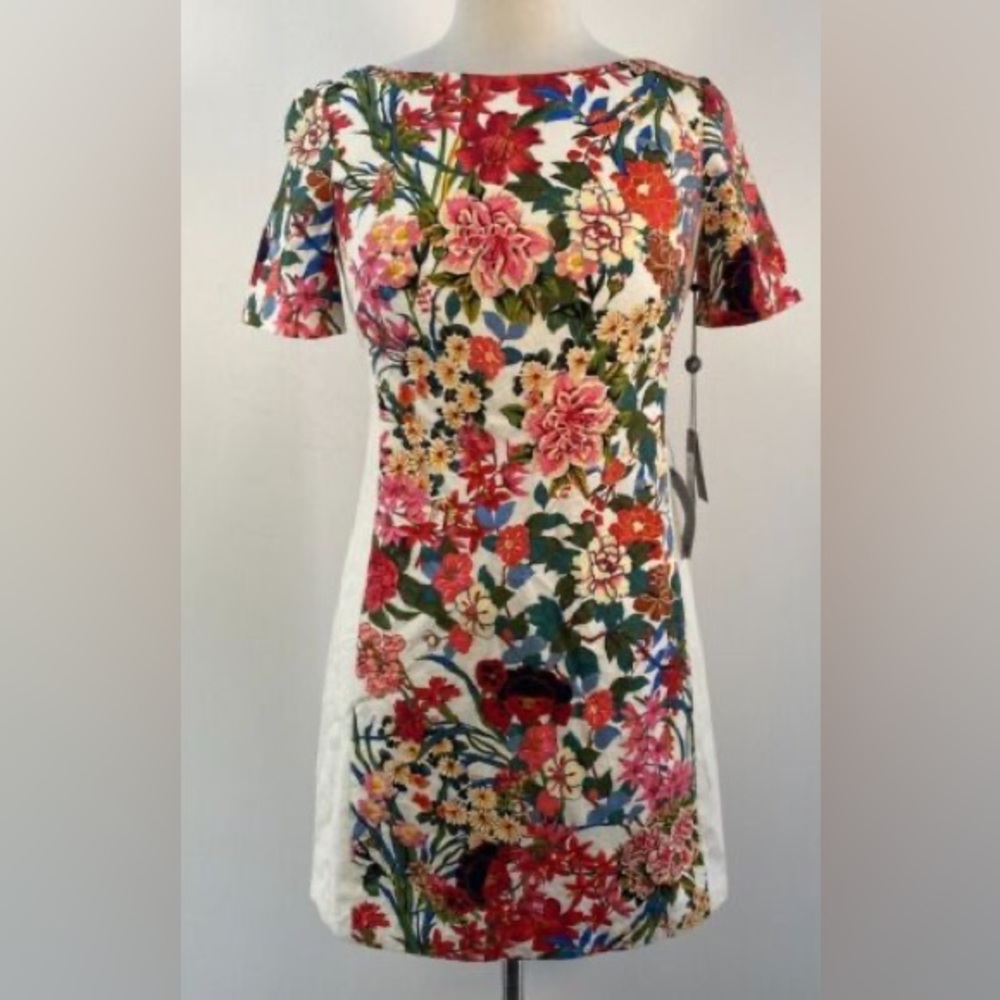 Adrianna Papell Painted Multi Placed Print Sheath Dress